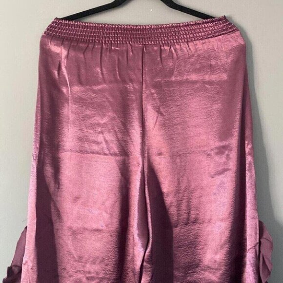 Whimsigoth Satin Ensemble Wide Leg Ruffle Detail Free People Set - Picture 13 of 16